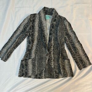Judith March Black and Gray Snake Print Denim Blazer